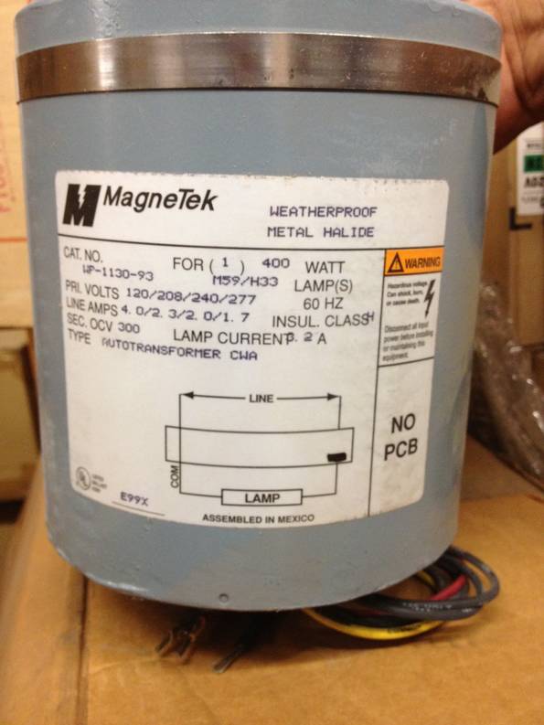 MAGNETEK WP113093 EQUIVALENT TO ADVANCE 79W6091 400W MH WEATHER PROOF BALLAST