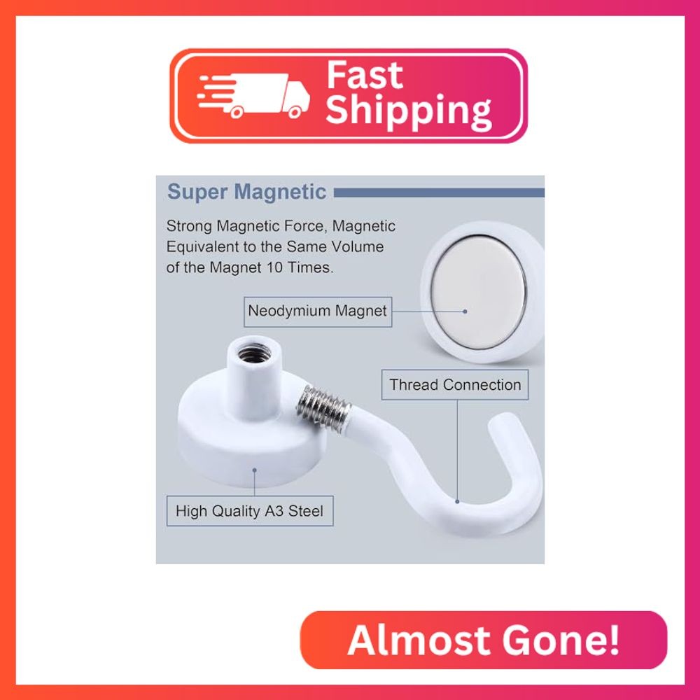 DIYMAG Magnetic Hooks 75pcs 30lbs Cruise Essentials 2026 Magnet Hook White