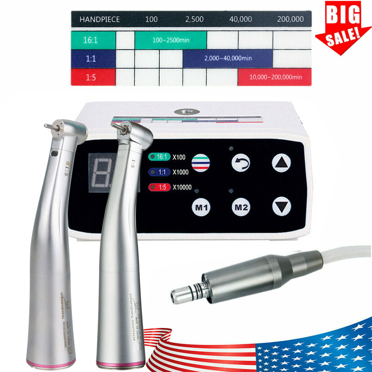 NSK Style Dental Brushless Electric Micro Motor 1:1/1:5 Increasing Handpiece ty