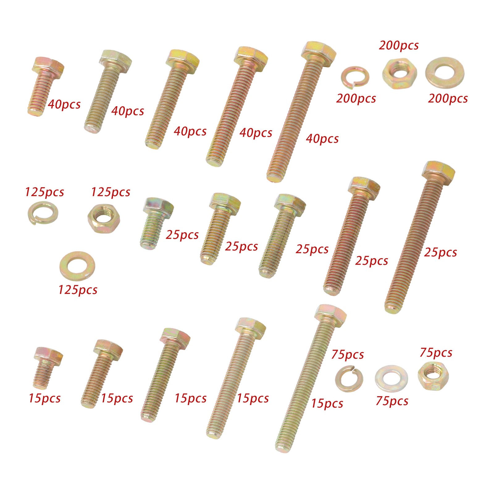 1600PCS M4 M5 M6 GRADE 8.8 BOLTS AND NUTS FLAT & LOCK WASHERS ASSORTMENT KIT