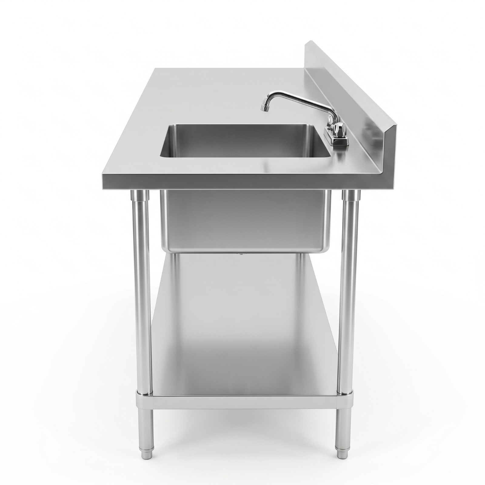 30 in. x 72 in. Stainless Steel Work Table with Built-in Prep Sink and Faucet