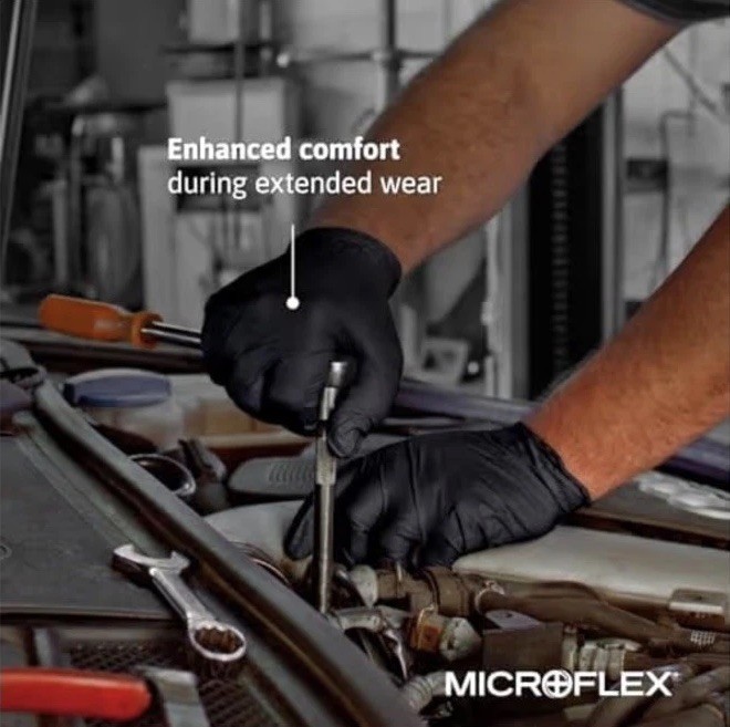 1-Box Ansell MICROFLEX Midknight Touch 93-732 Nitrile Exam 100 Gloves Med Black