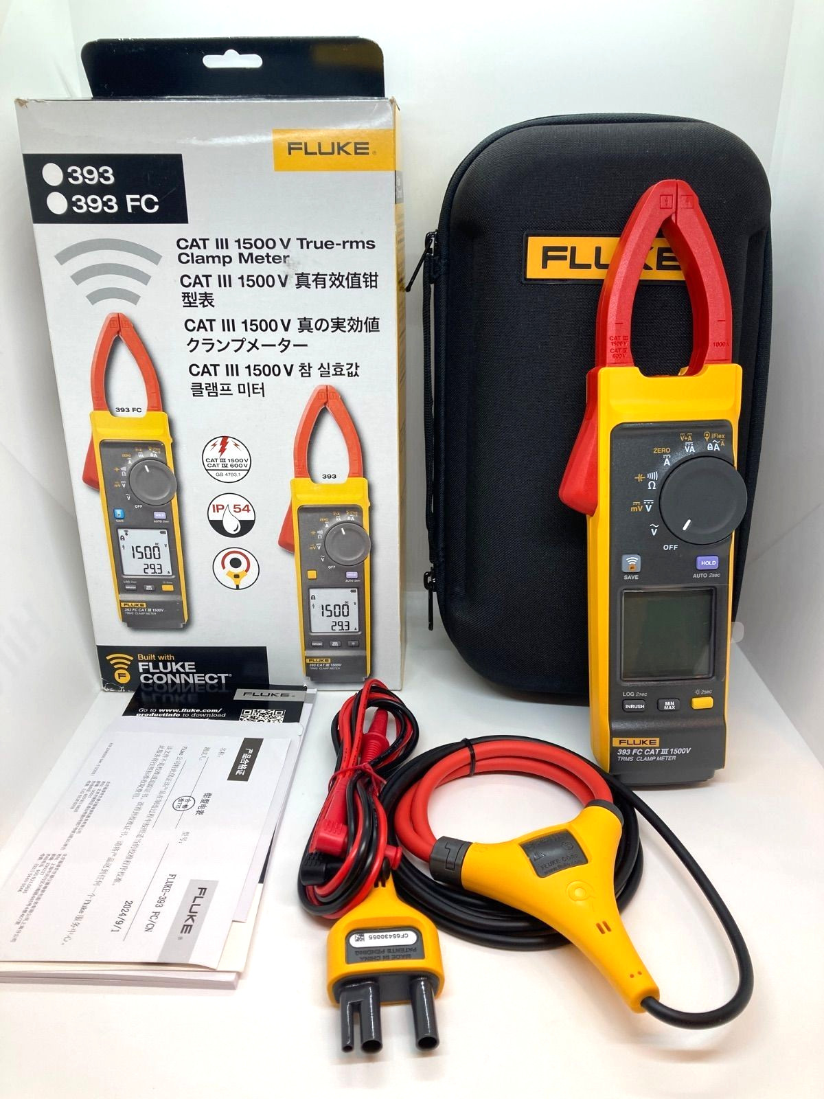 Fluke 393 FC True-RMS Clamp Meter – 1500V CAT III, Compact, IP54 Rated NEW