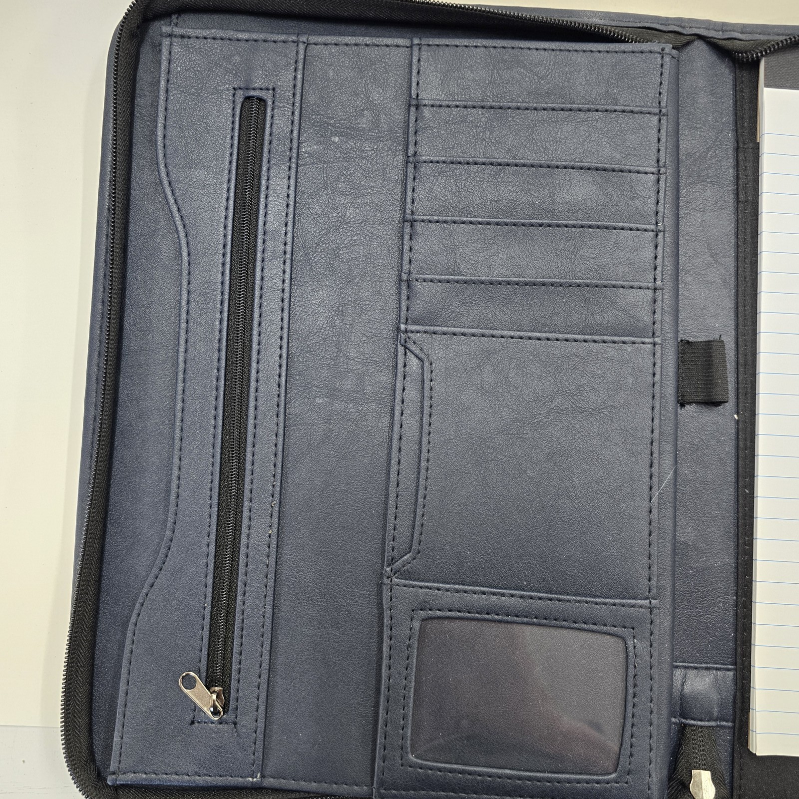 Coast to Coast AM Deluxe Organizer Portfolio Notebook Dark Blue Faux Leather Zip
