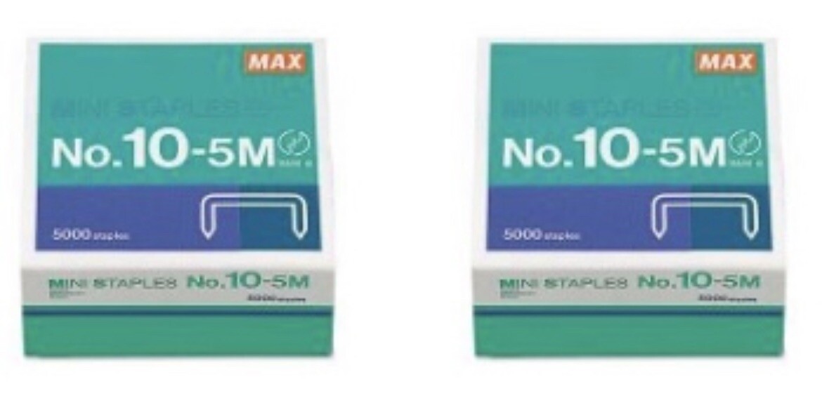 2x Max Mini Staples No. 10 5M 5000 Staples (10000 Total)