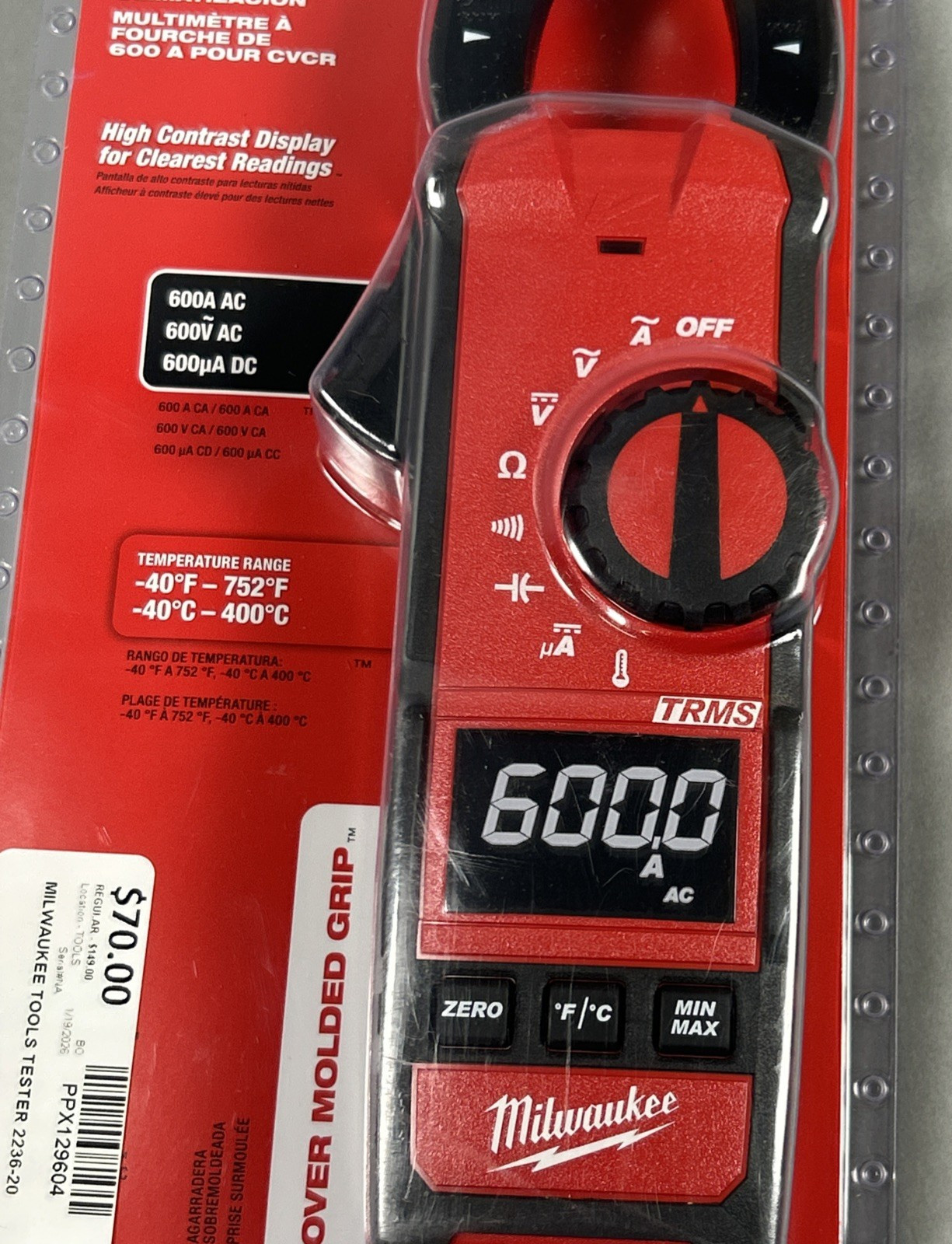 Milwaukee 2236-20 Clamp Meter for HVAC/R – Red