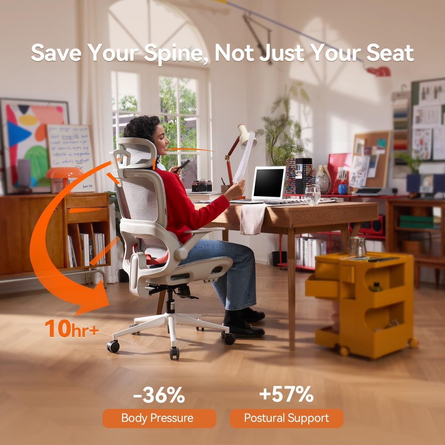 B100 Office Chair, Swivel Desk Chair for Long Hours, Grey