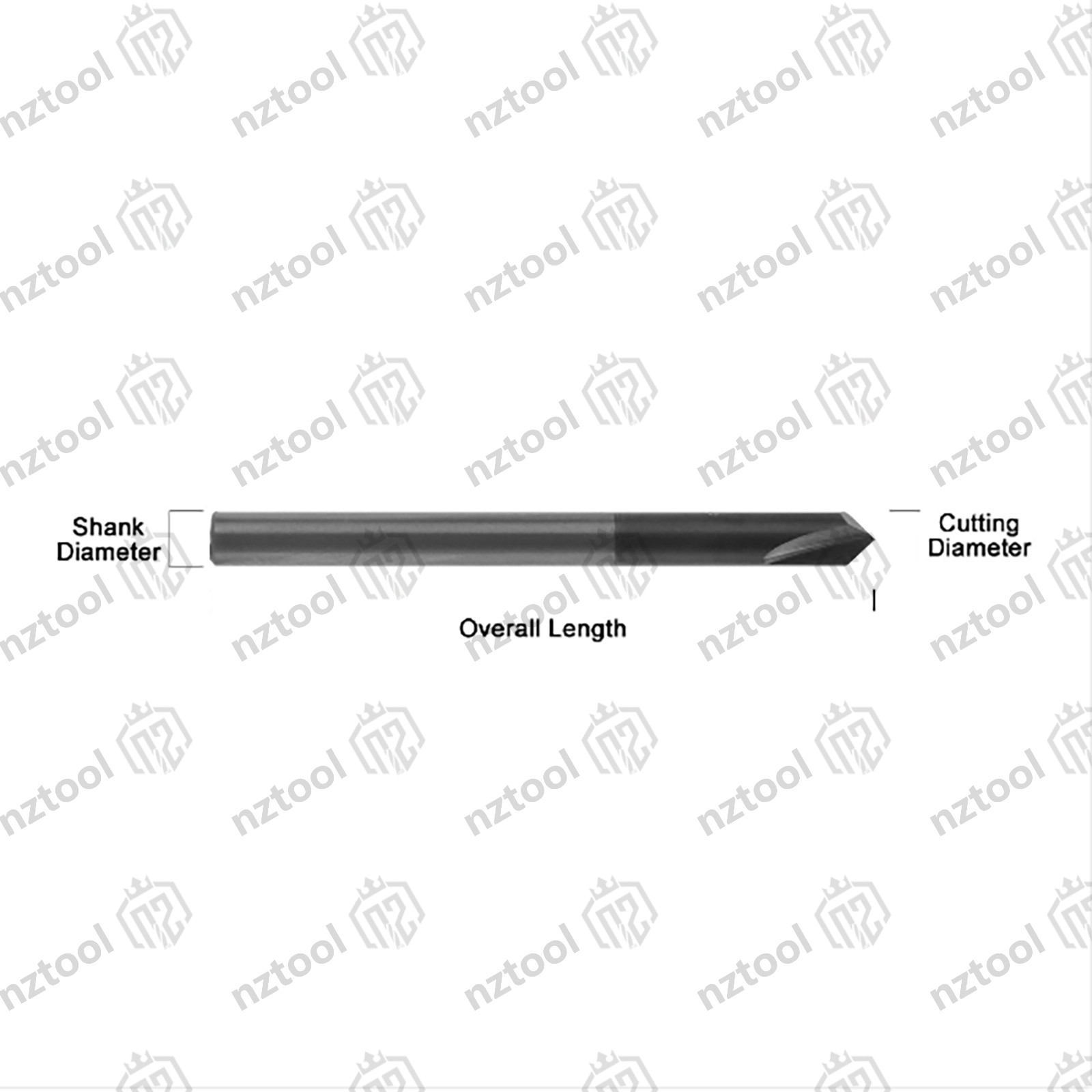10PCS 1/4″ 4 Flute 90 Degree Carbide Chamfer Mills – Single End – AlTiN Coated