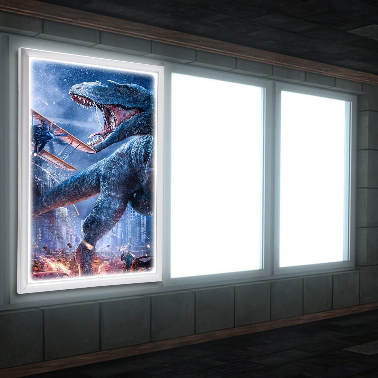 Shikiy 24″x36″ LED Movie Poster Frame, Backlit 36L» x 24W», Silver
