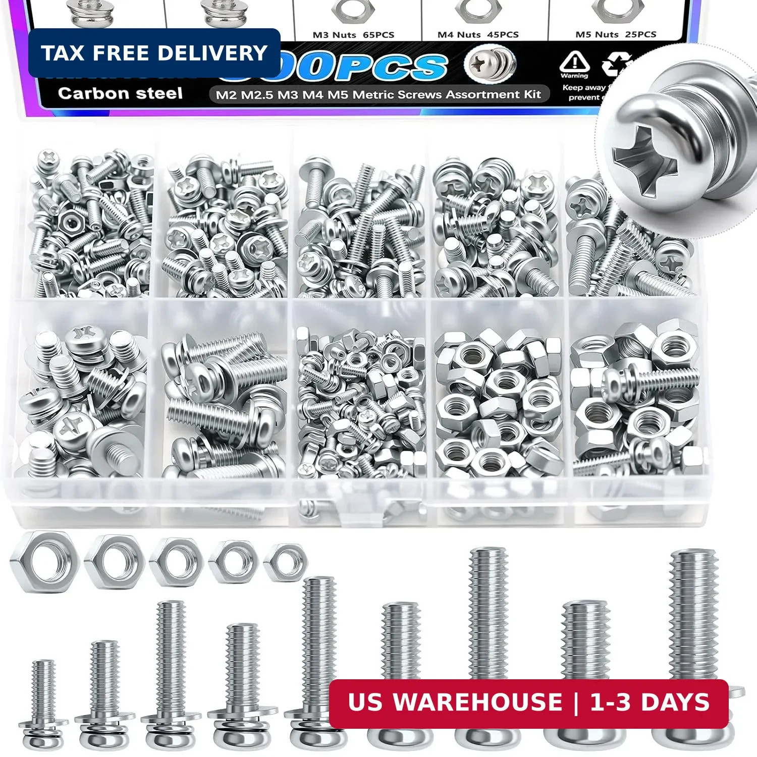 800PCS Small Nut and Bolt Assortment Kit,M2 M2.5 M3 M4 M5 Metric Screws,Machine
