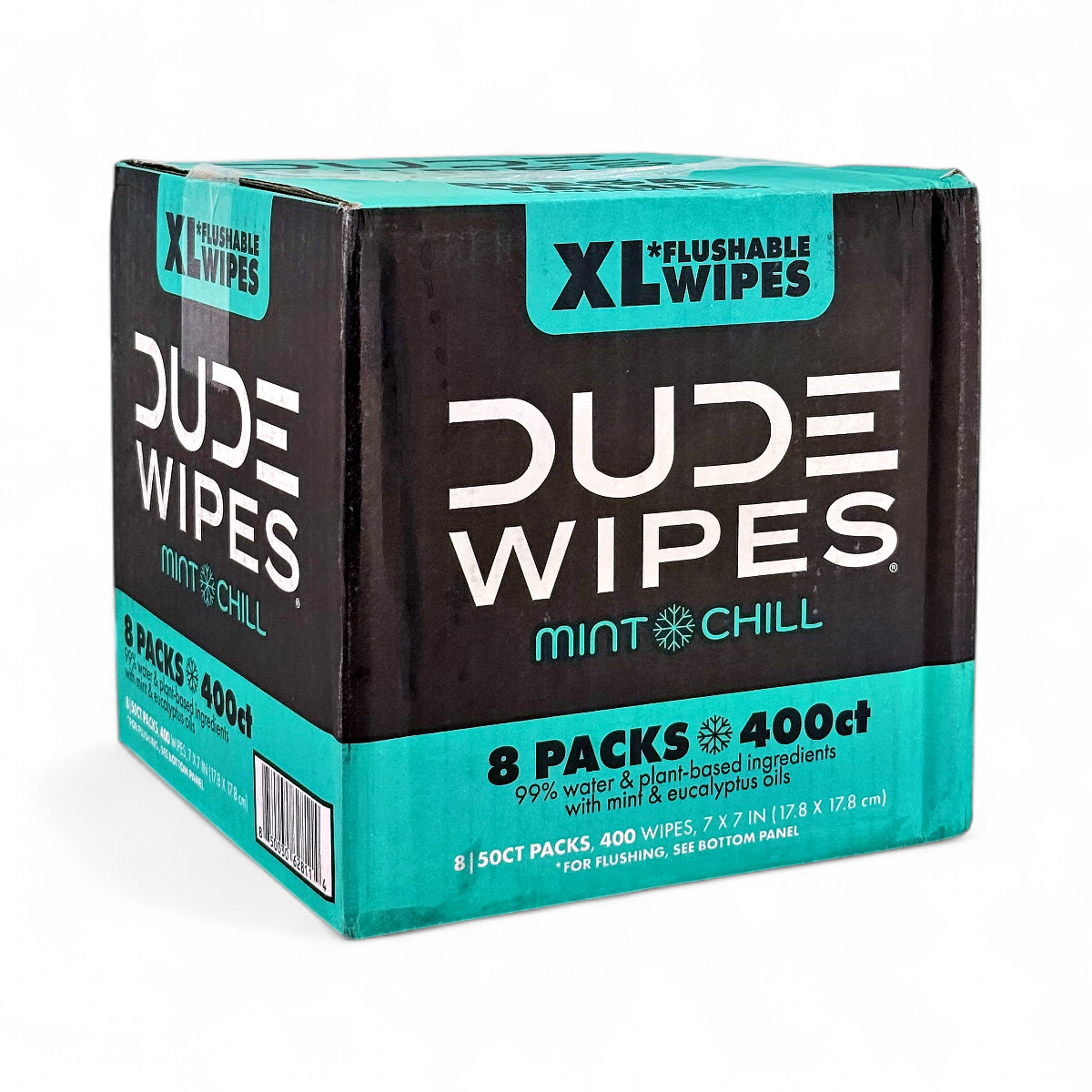 Dude Wipes Mint Chill XL Flushable Wipes Mega Value 8-Packs 400-Count 7″x7″