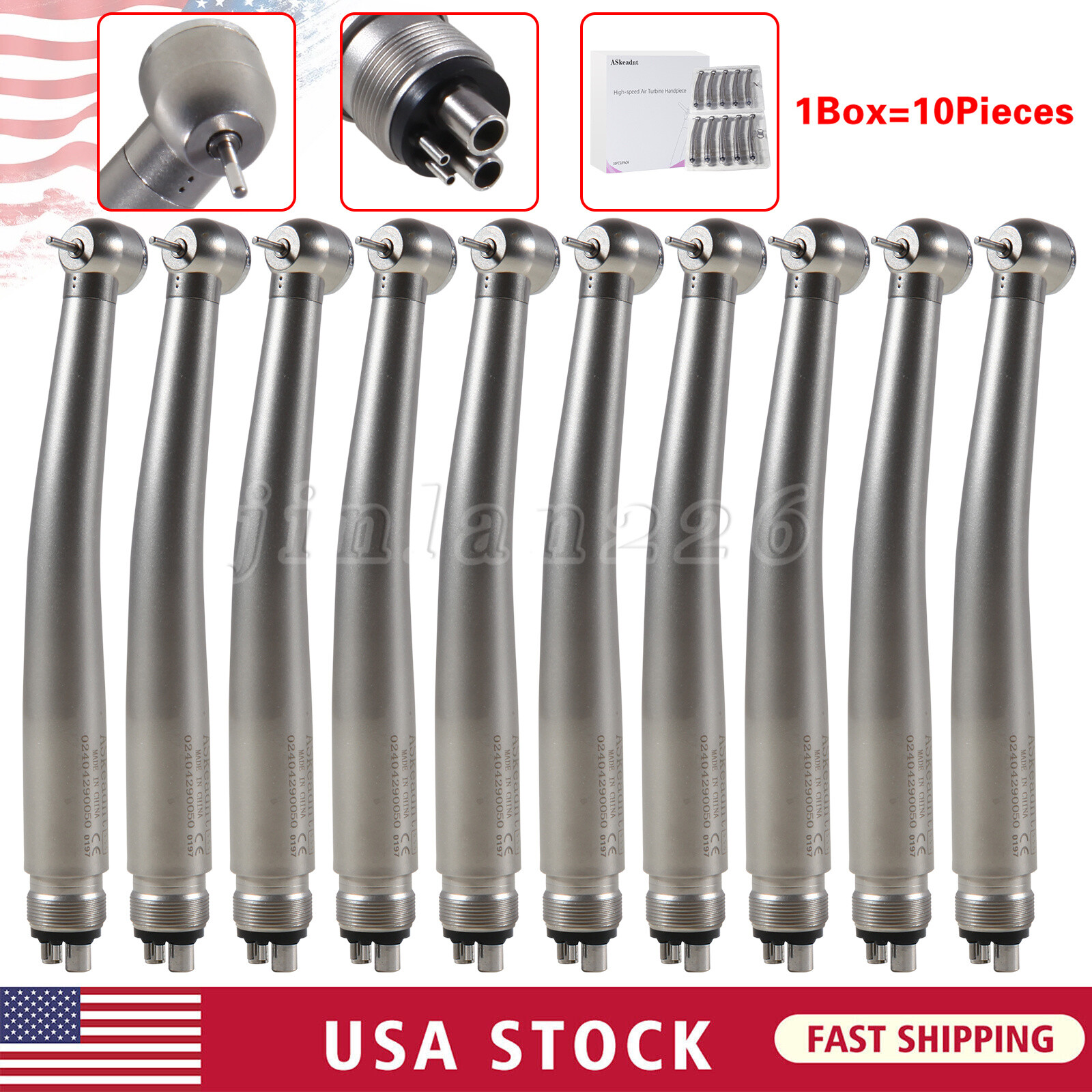 10* ADA4 Dental High Speed Handpiece Push Turbine 4 Holes Fit NSK Pana Max