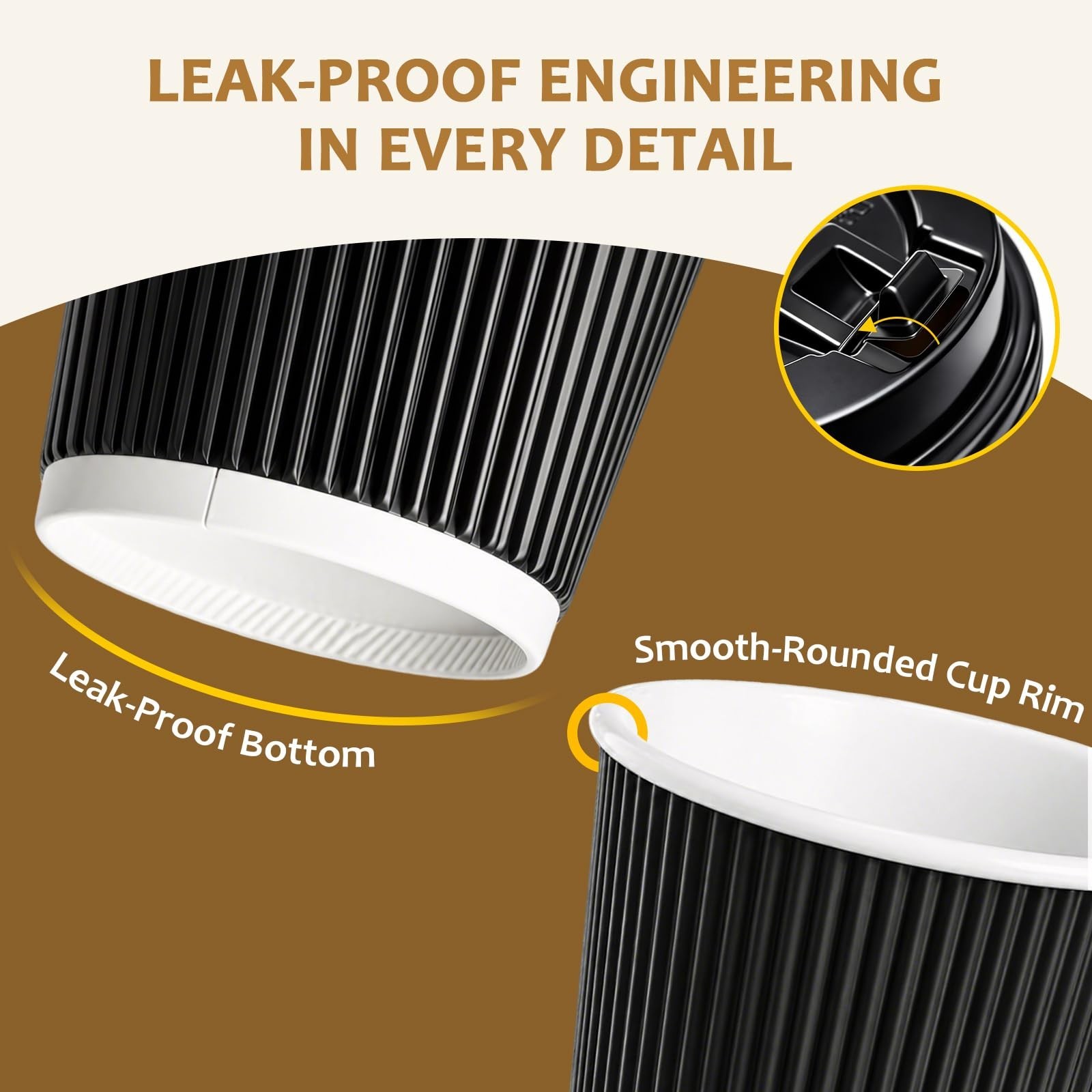 50 Pack Insulated Disposable Coffee Cups with Lids & Straws, Hot/Cold To Go Cups