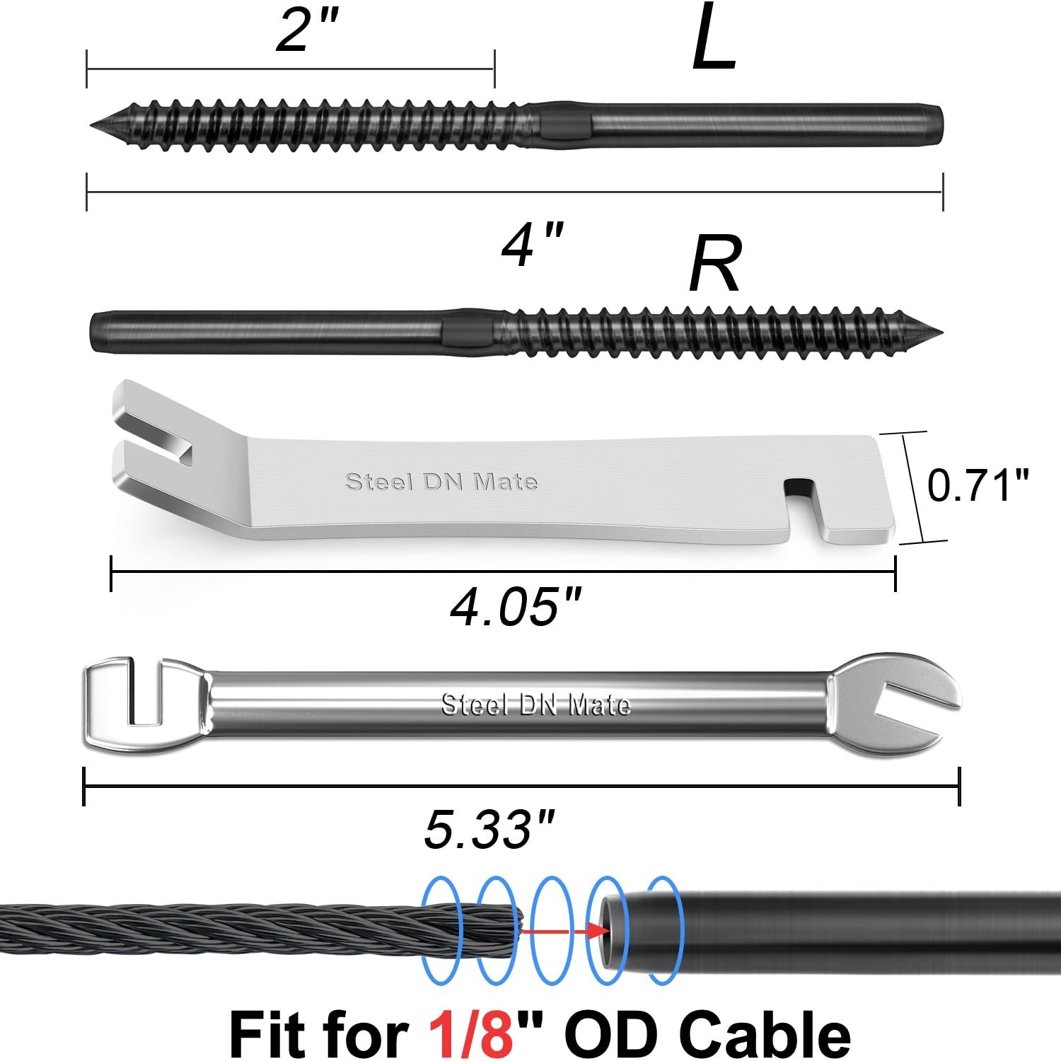 Black T316 Stainless Steel Left&Right Handed Thread Swage Lag Screws for Wood…