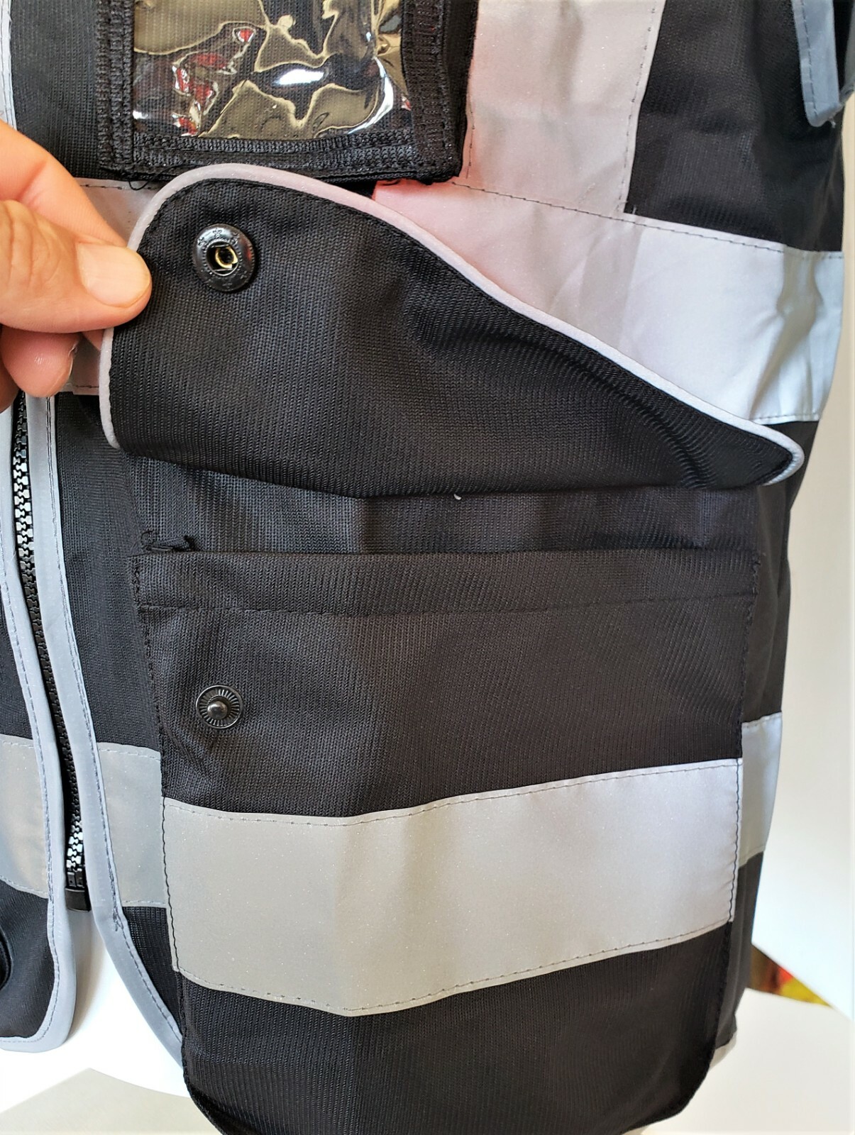 Hi Visibility Reflective Black Safety Vest (Small to 2XL)