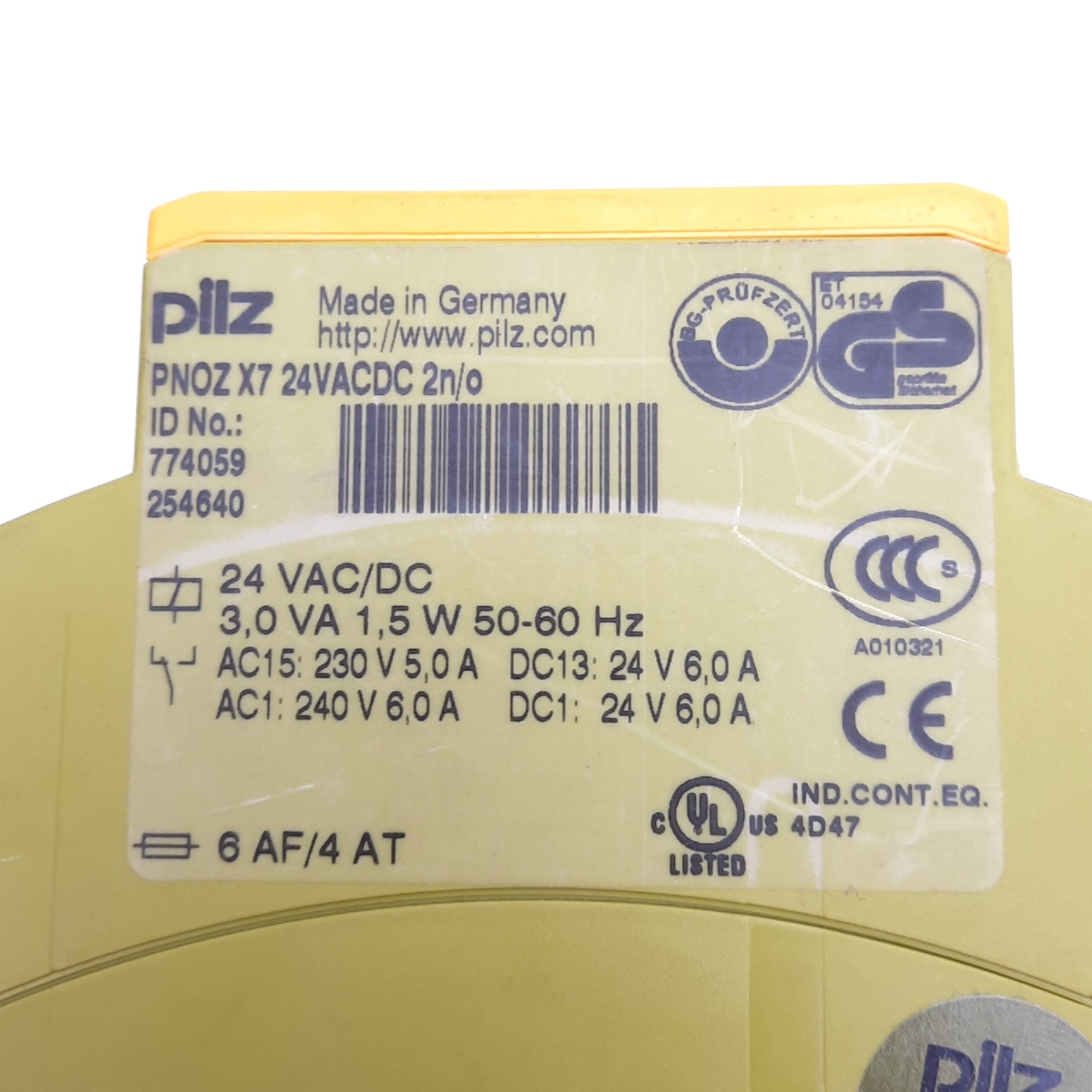 Pilz PNOZ X7 24VACDC 2n/o 774059 Safety Relay, 2 N.O., 240VAC 6A, 24VAC/DC Coil