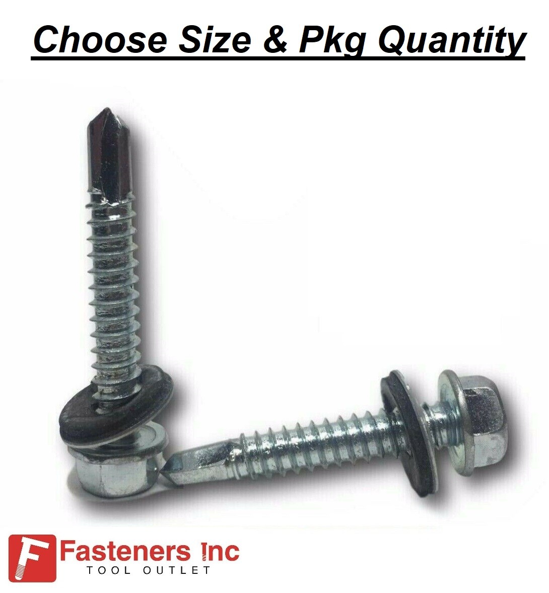 Hex Rubber Neoprene Washer Head Self Drilling Screws Roofing Siding Zinc Plated