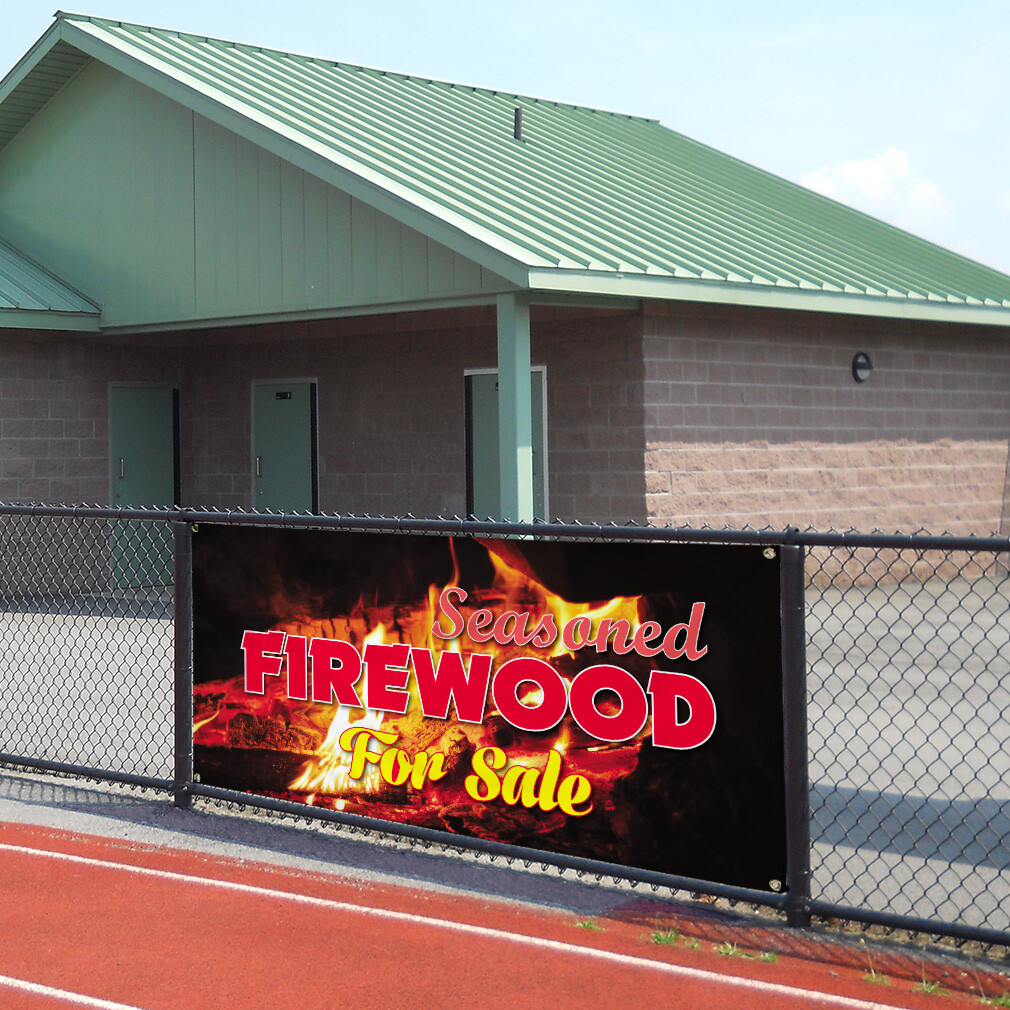 Vinyl Banner Multiple Sizes Seasoned Firewood for Sale B Business Outdoor