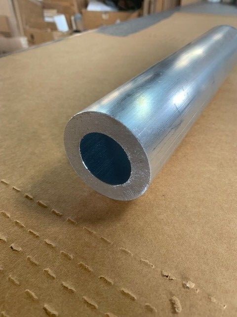 2-1/2″ OD x 1/2″ Wall 6061 Aluminum Round Tube x 12″ Long, 1-1/2″ ID