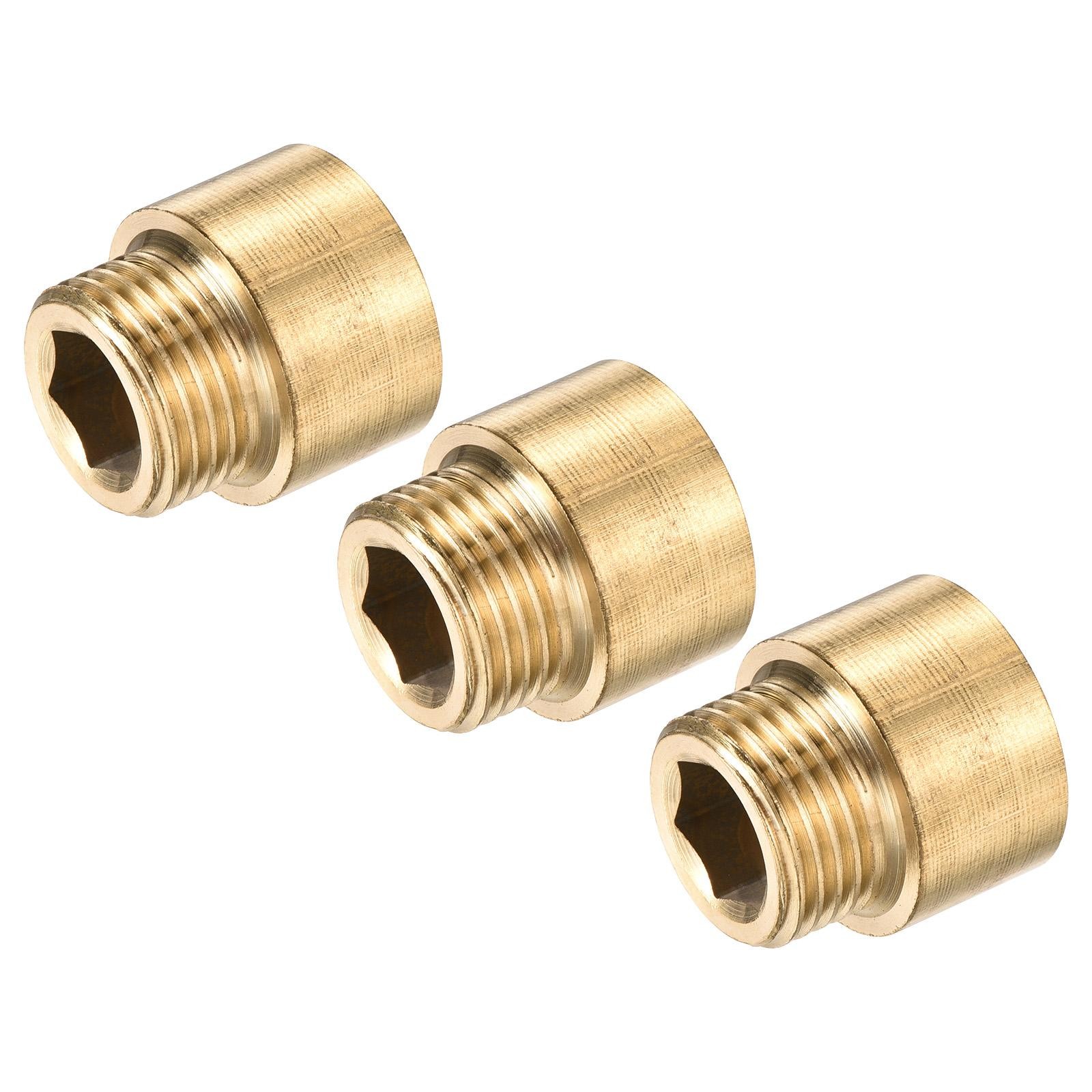 Brass Extension Pipe Fitting G1/2 x G1/2 15mm Adapter Connector 3Pcs