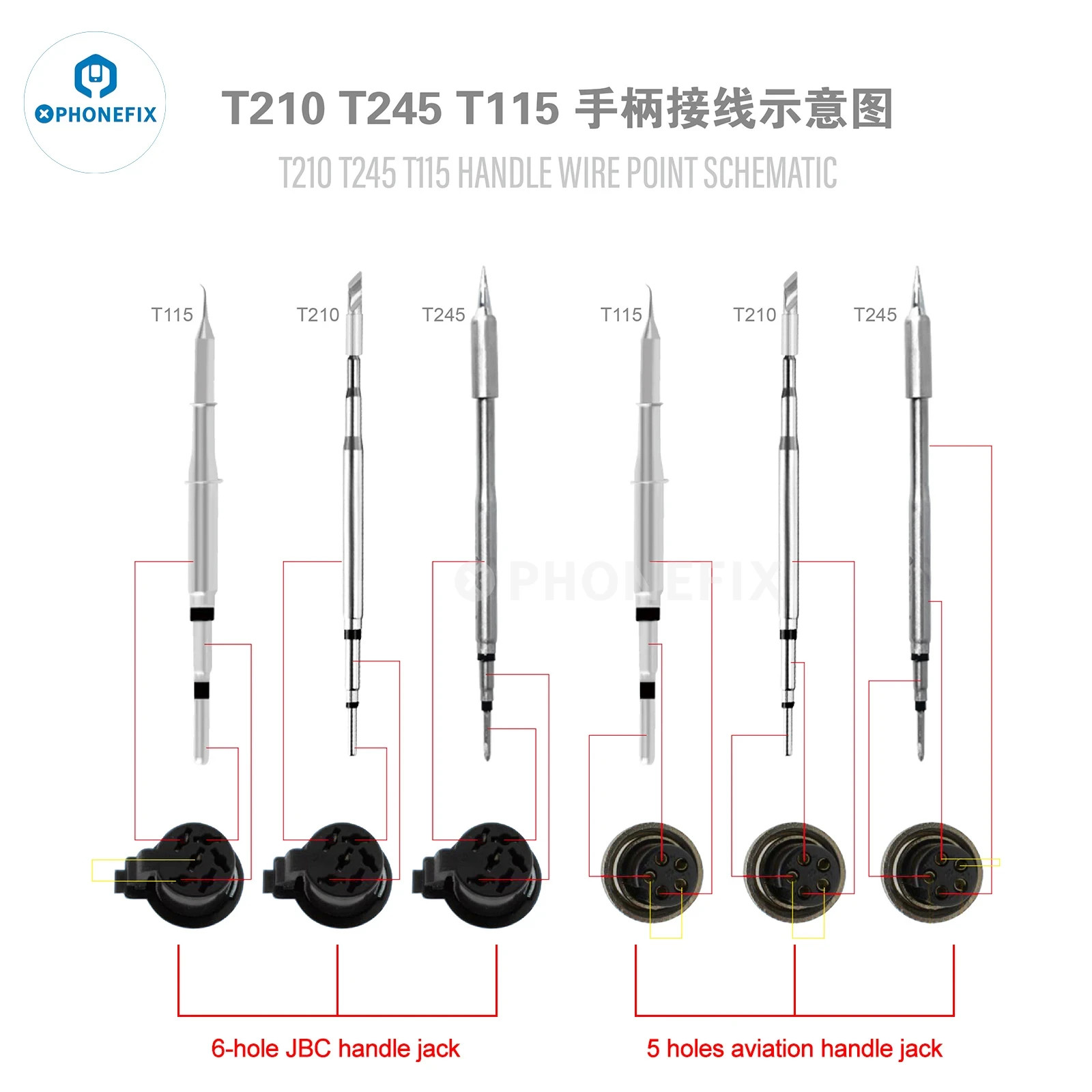 Universal 6PIN 5PIN T210 T245 T115 Handle for JBC Aixun Aifen I2C Precision Sold