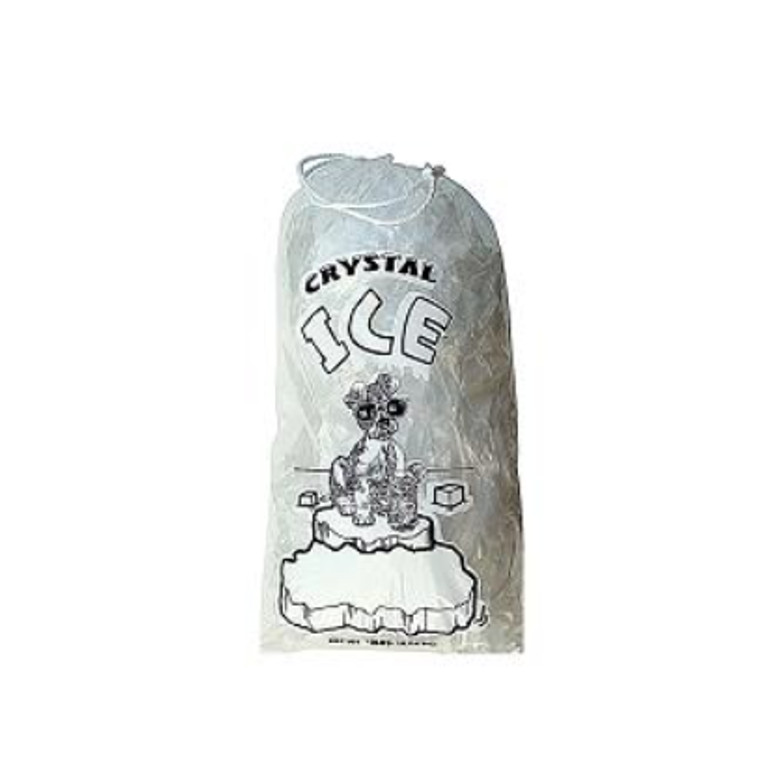 8 lb Clear Plastic Ice Bags with Cotton Drawstring, Heavy-Duty Freezer-Grade