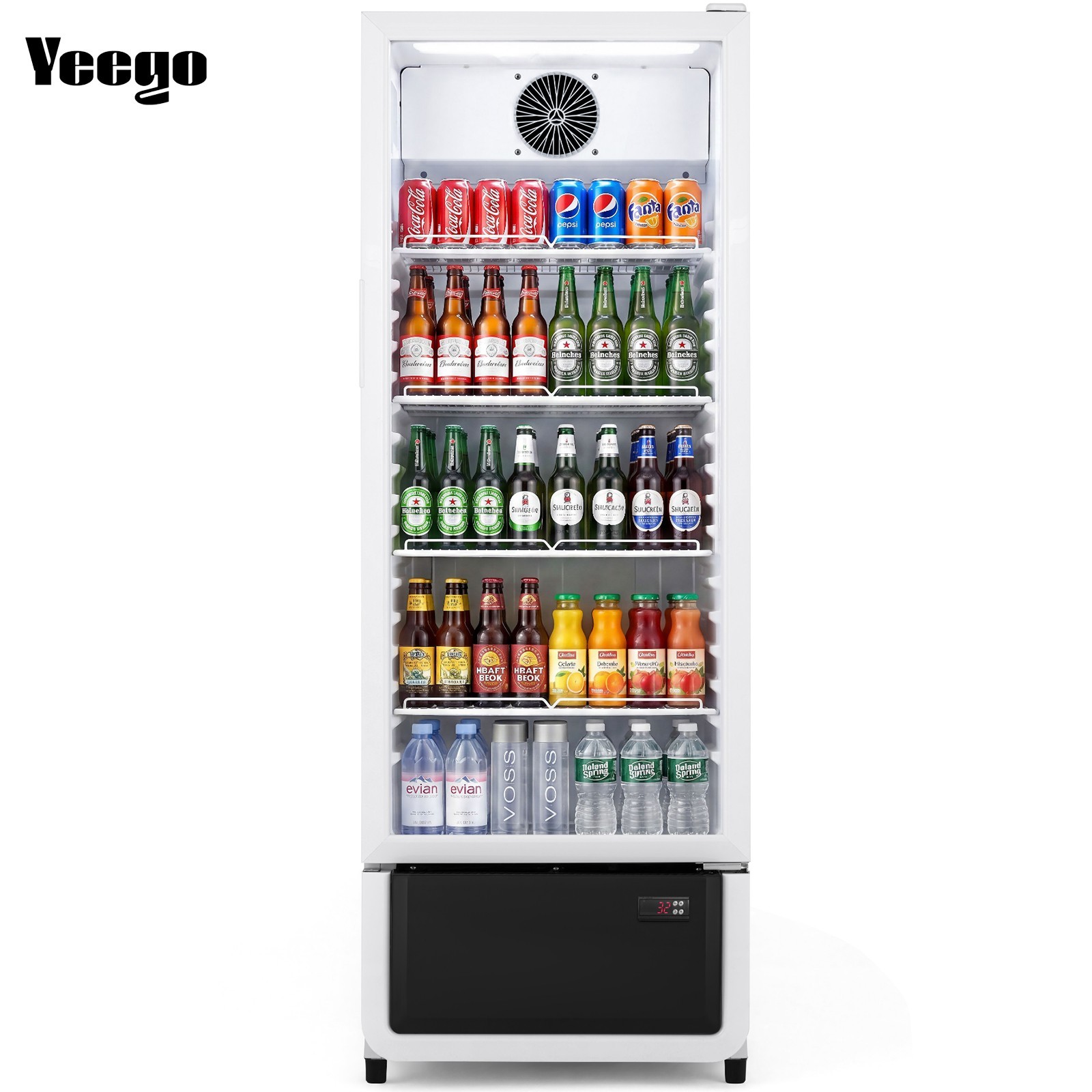 Yeego 8.37 Cu.ft Commercial Display Refrigerator Beverage Upright Cooler White