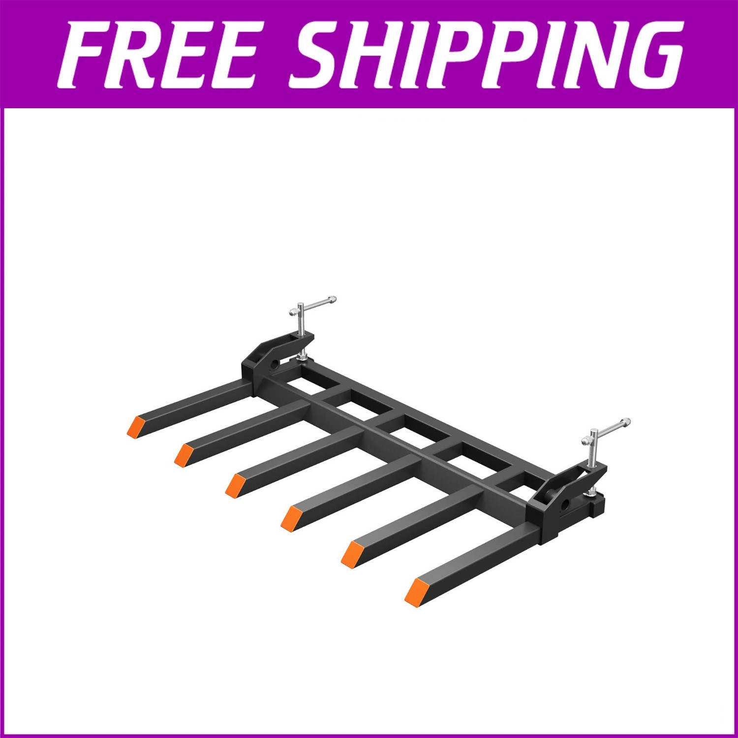 🔝58″ 4400LBS Heavy Duty Clamp On Debris Forks for Tractor Bucket with 6 Tines