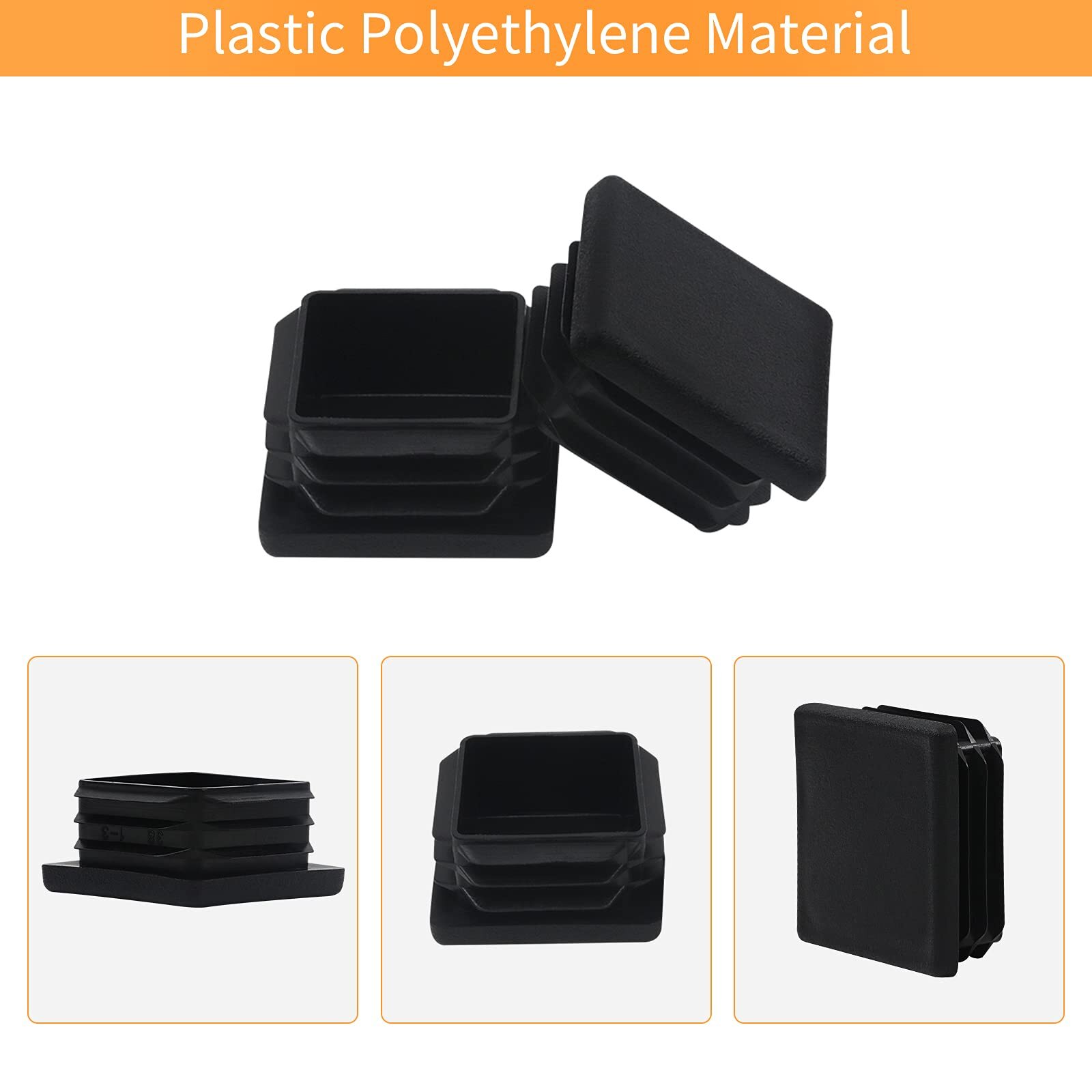 2 Inch 2X2 Square Tube End Cap Plastic Plugs 12 Pack, 2 Inch 2X2 Square Tubing