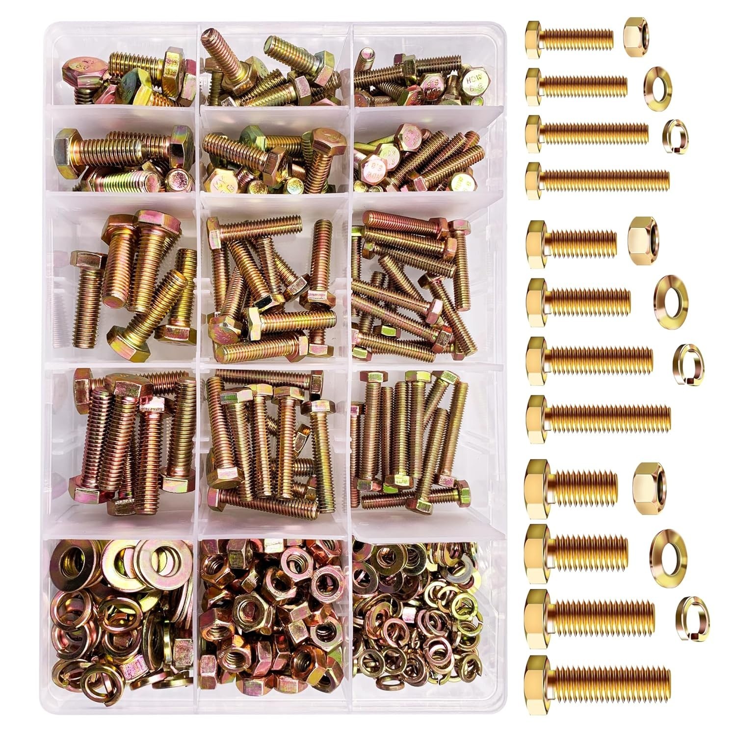 Complete 511-Piece Metric Fastener Set with Hex Nuts, Bolts & Washers