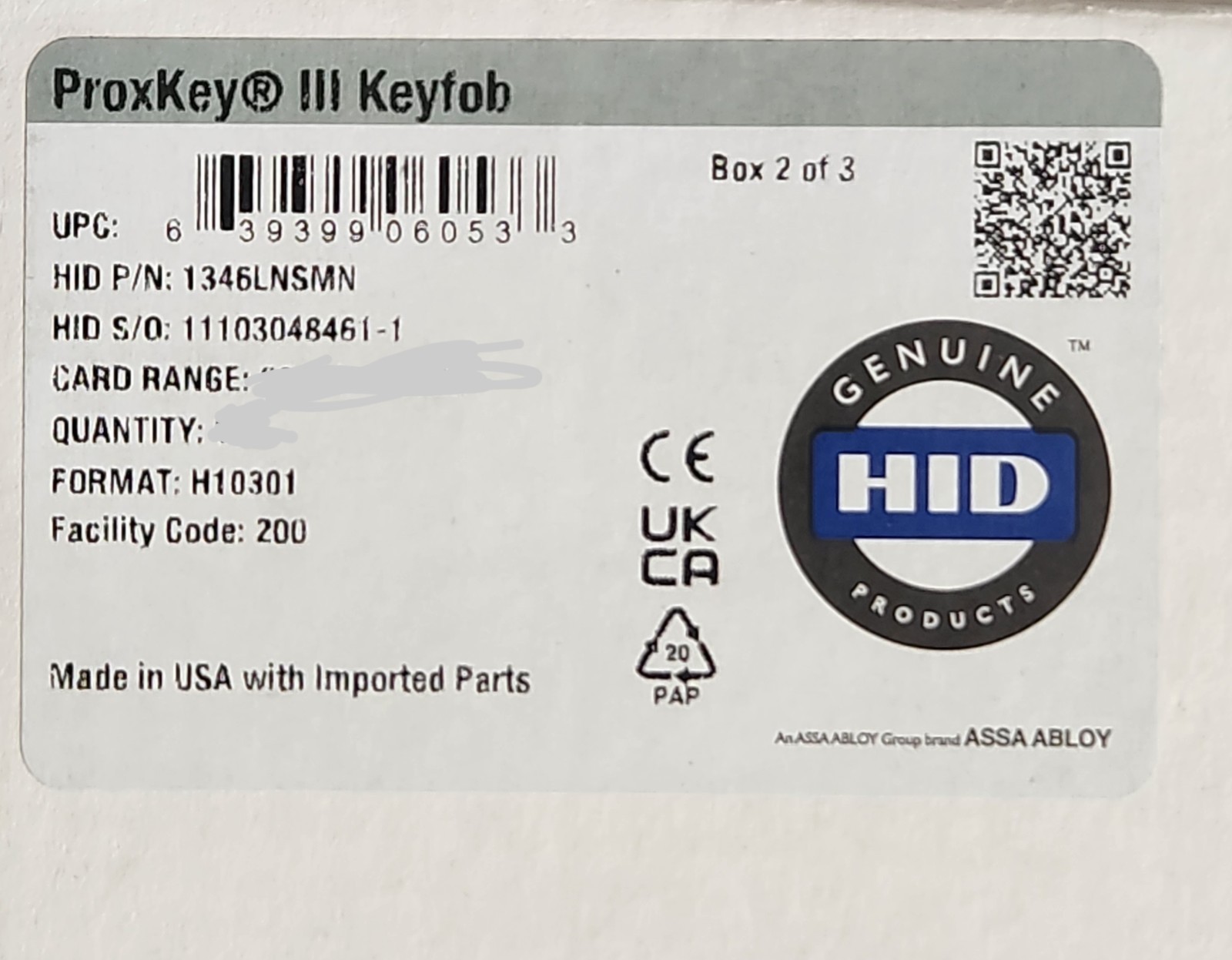 50 Pcs. HID 1346LNSMN 1346 ProxKey III Keyfob Proximity Prox Key Tag Fob 26 Bit