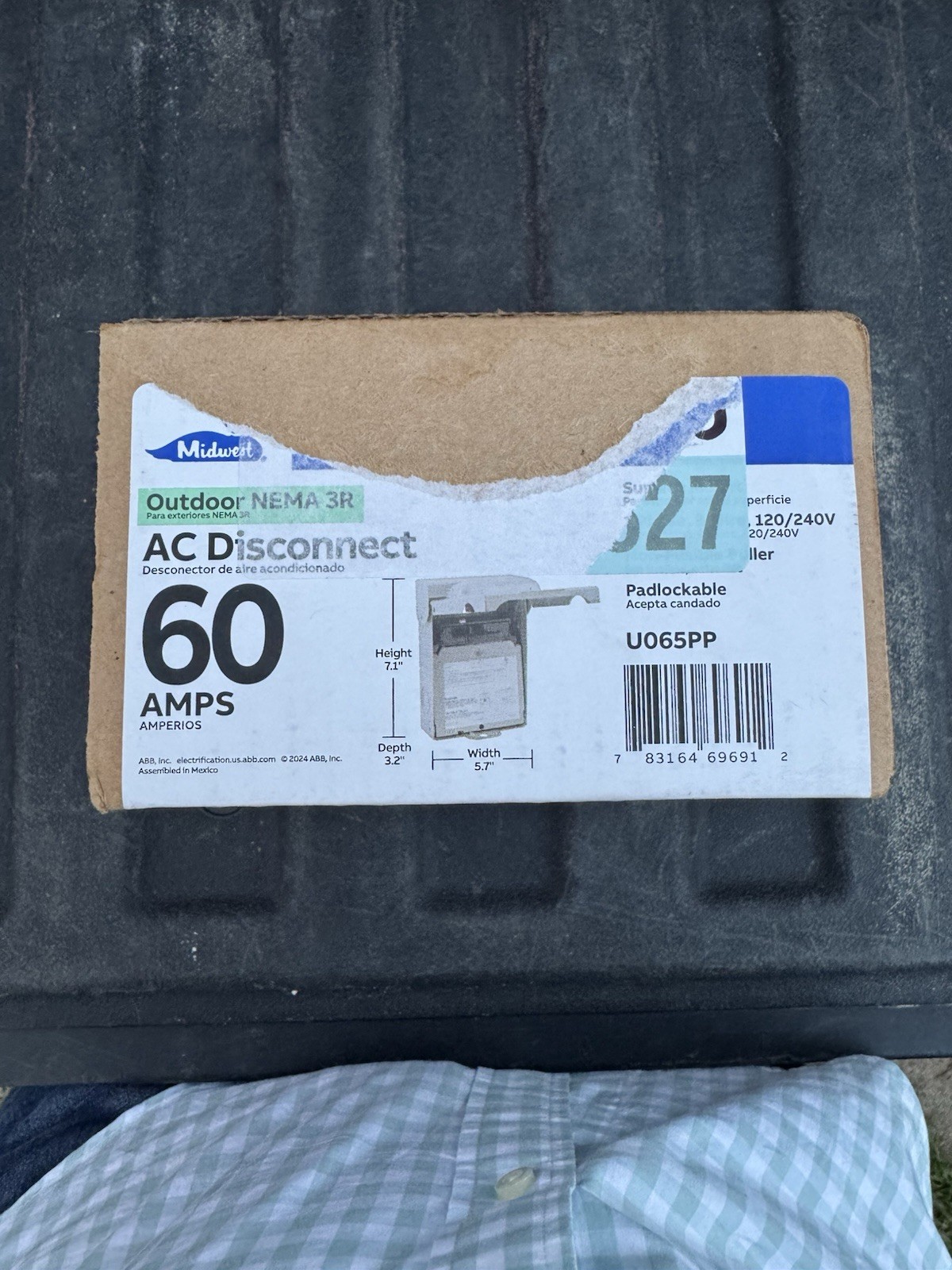 Midwest NEMA 3R AC Disconnect Switch Non-Fusible 60A 201-250V Padlock U065PP