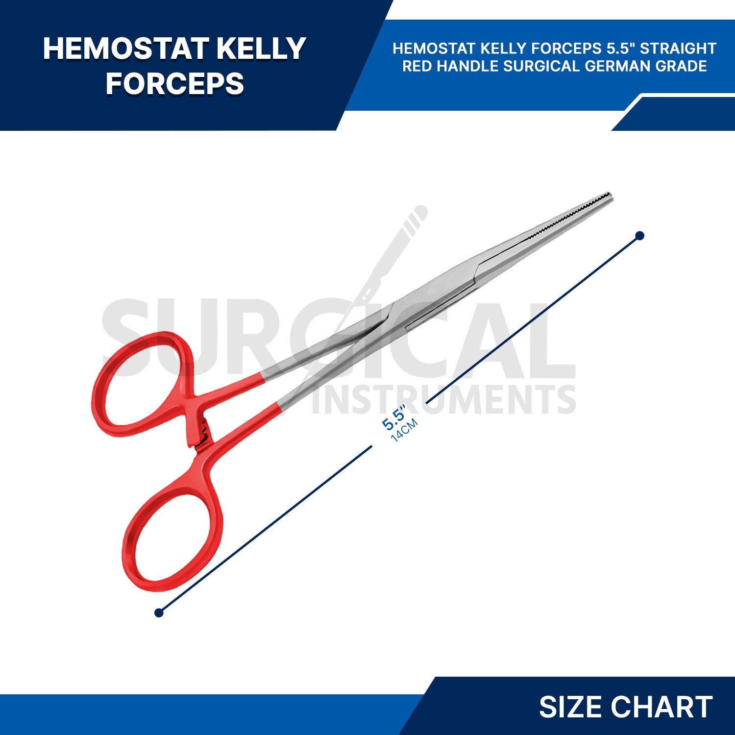 RED – 6 Pcs Kelly Hemostat Forceps 5.5″ Straight Surgical Dental German Grade