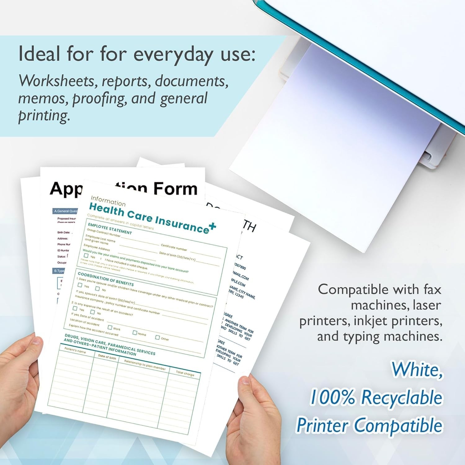 White Multipurpose Paper, 8.5 x 11 in, 50 Sheets | 20 lb 75 gsm, 100% recycle…