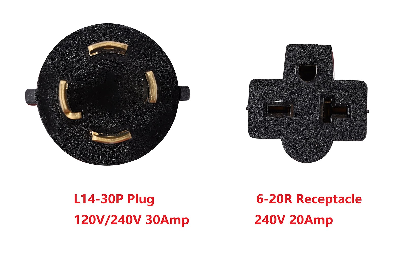 NEMA L14-30P to 6-15R 6-20R ETL Listed 240V 30 Amp Twist Lock 4 Prong Male Pl…