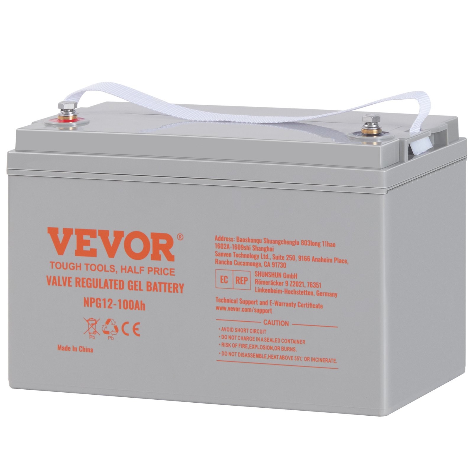 Deep Cycle Battery, 12V 100 AH, AGM Marine Rechargeable Battery, High Self-Disch