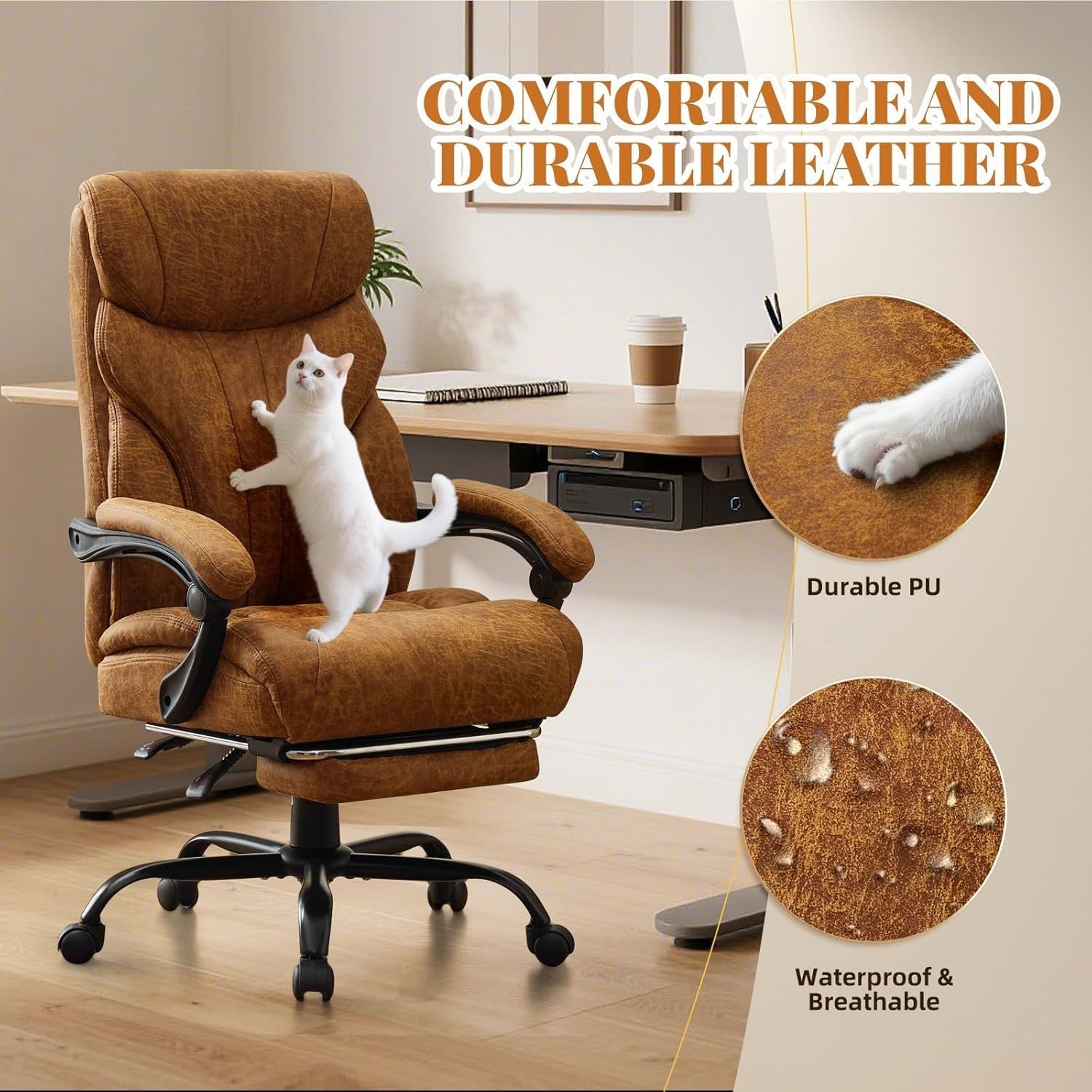 Office Chair, Big and Tall Office Chairs 500LBS Ergonomic Gaming Chair &Footrest