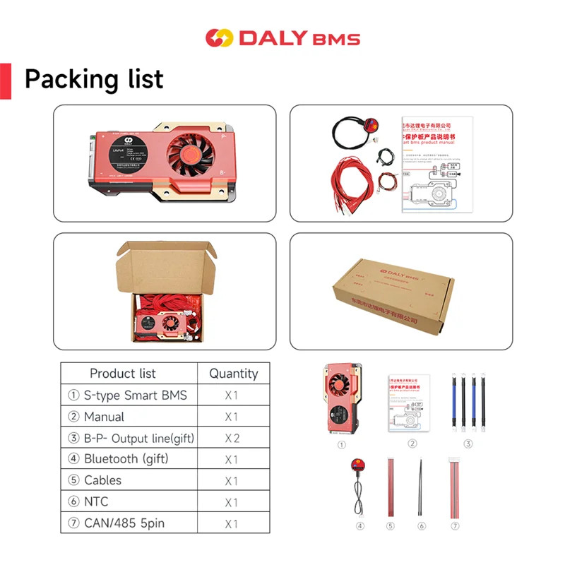 DALY Smart BMS Li-ion LiFePO4 3S-24S 300A/400A/500A For Lithium 18650 BAT