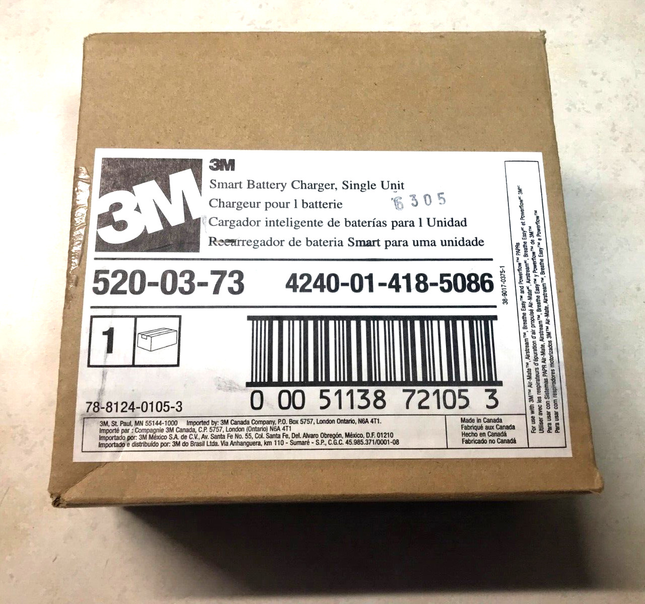 3M Smart Battery Charger Single Unit 520-03-73 Respiratory Protection
