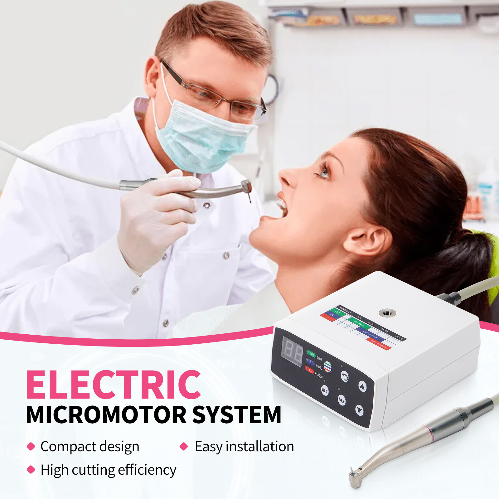 US Dental Brushless LED Electric Micro Motor 1:1/1:5 Increasing Dental Handpiece