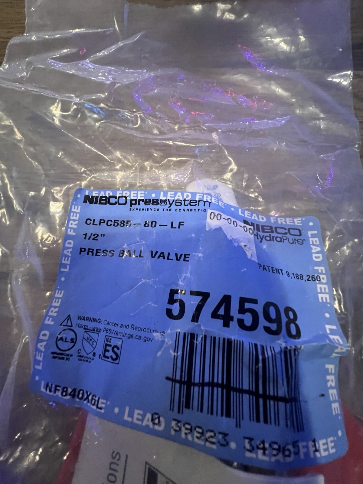 Nibco NF840X6 1/2 in. Lead-Free Bronze Press x Press Pressure Rated Ball Valve