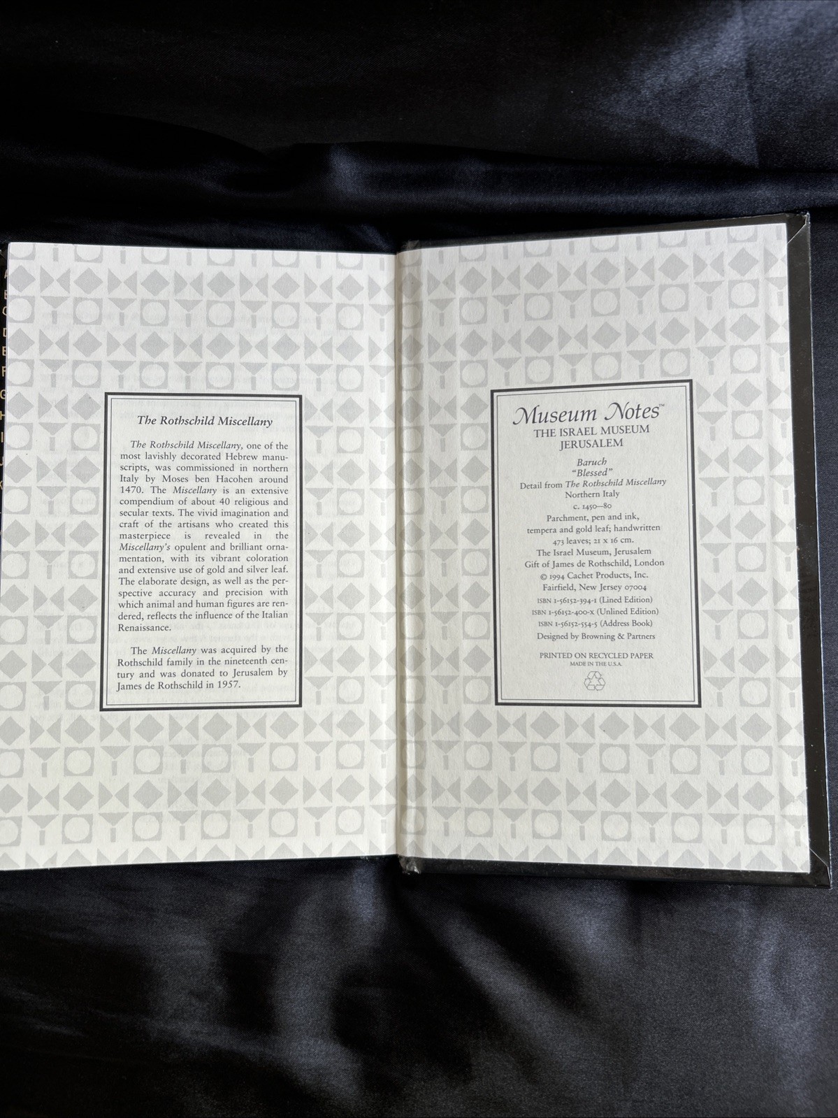JUDICA BARUCH BY A CACHET PRODUCT 1994 ADDRESS BOOK The Israel Museum