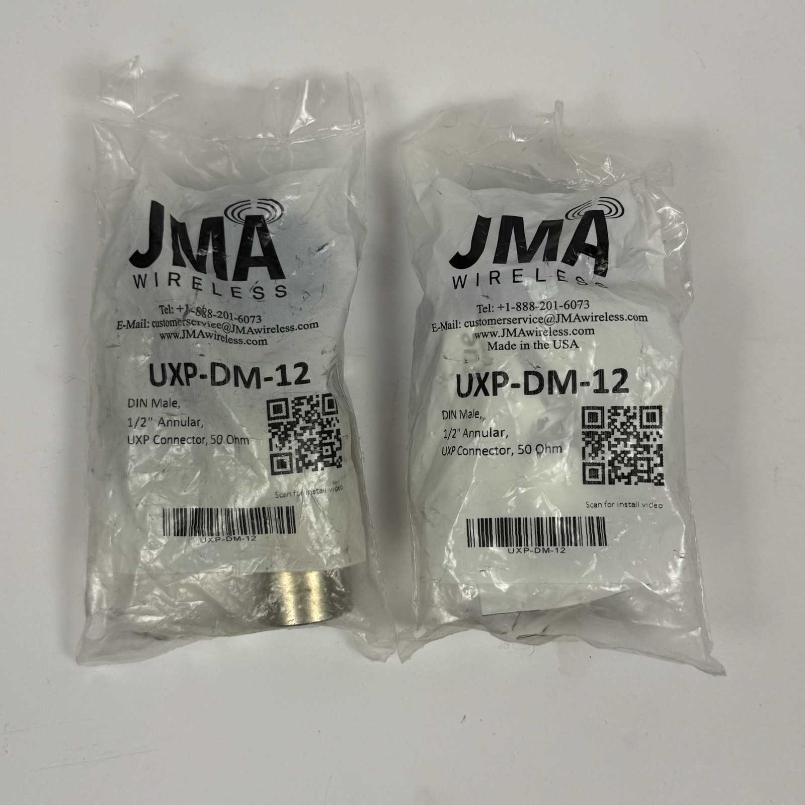 JMA UXP-DM-12, 7/16 DIN Male RF connector for 1/2-inch annular coax. (Lot of 2)
