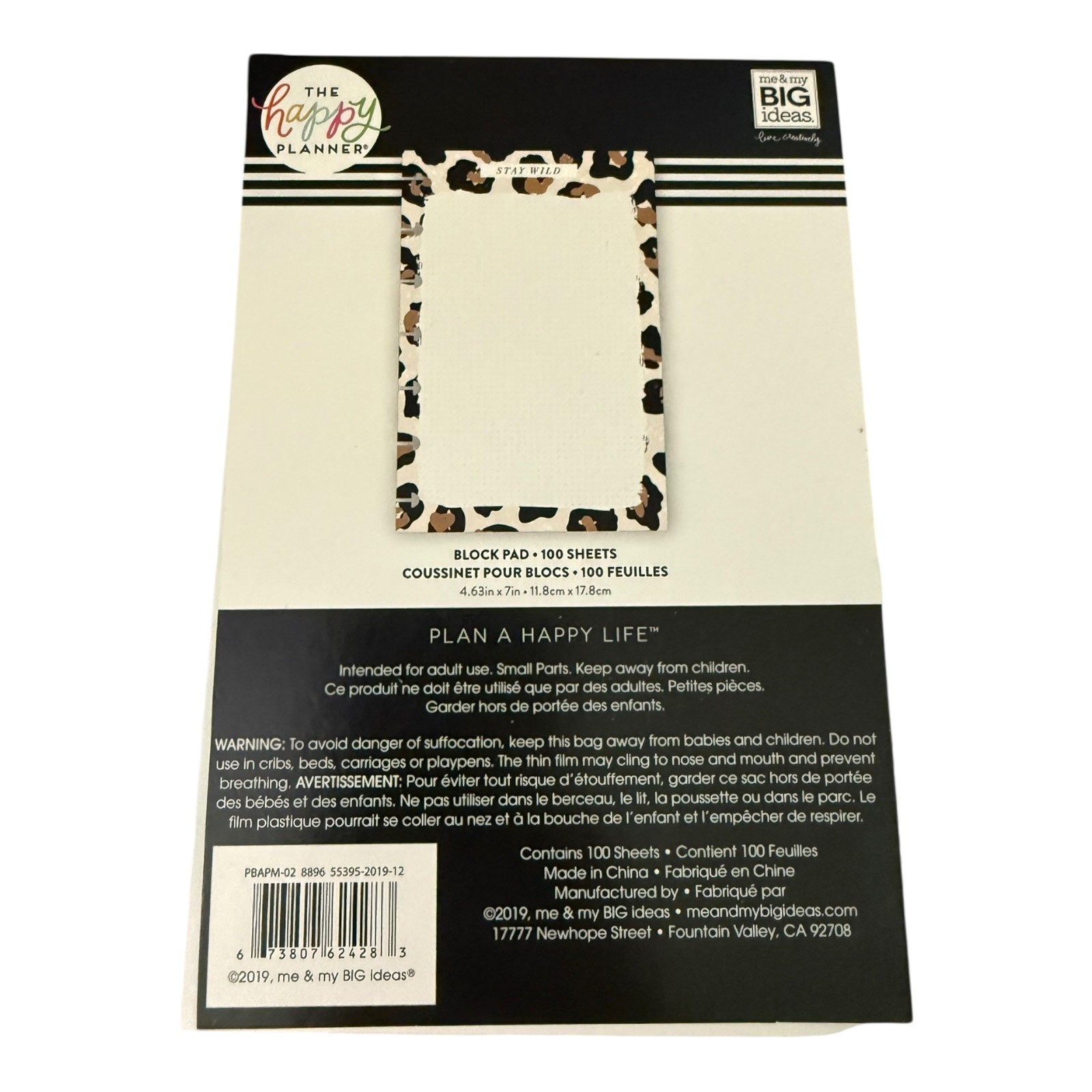 The Happy Planner Stay Wild 100 Sheets Block Pad NEW