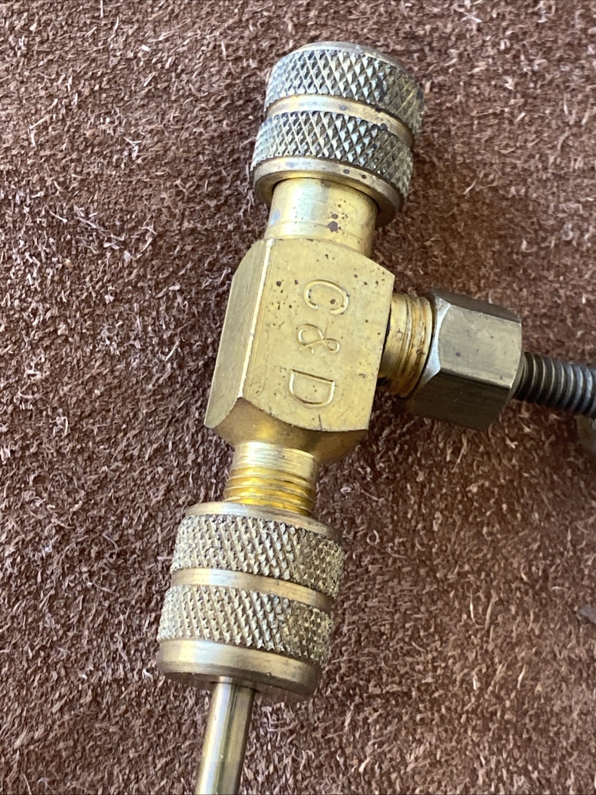 C&D CD3900 Valve Core Removal Tool 1/4 Flare Access Fitting w/ Orig Instructions