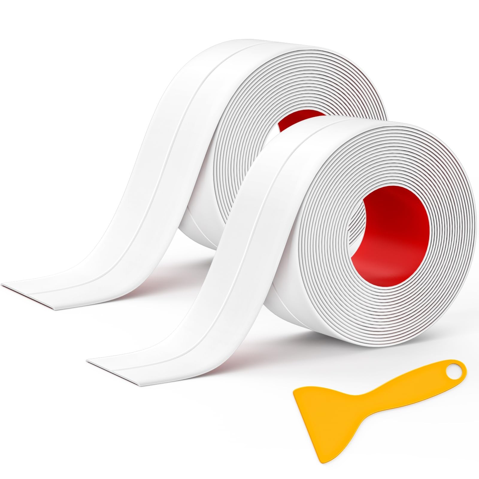 Caulk Tape Waterproof Self Adhesive, 2 Rolls White Caulking Sealant Strip for…
