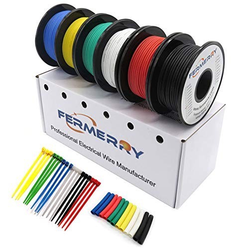 14 AWG Stranded Silicone Wire Kit – 10ft Each, 6 Colors, Tinned Copper, Flexible