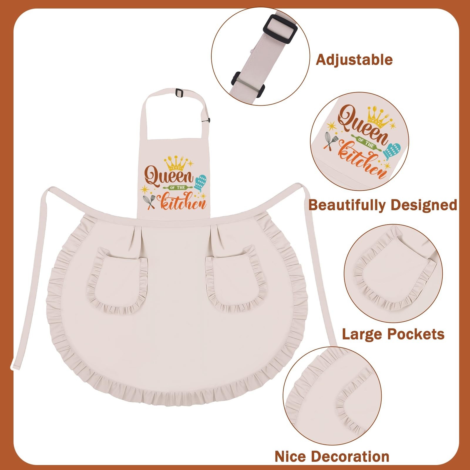 Funny Cooking Aprons for Women Cute Baking Aprons with Pockets Adjustable Bib…