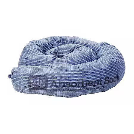 Pig 2048 Sorbent Sock, 15 Gal, 3 In X 48 In, Universal, Blue, 20 Pk