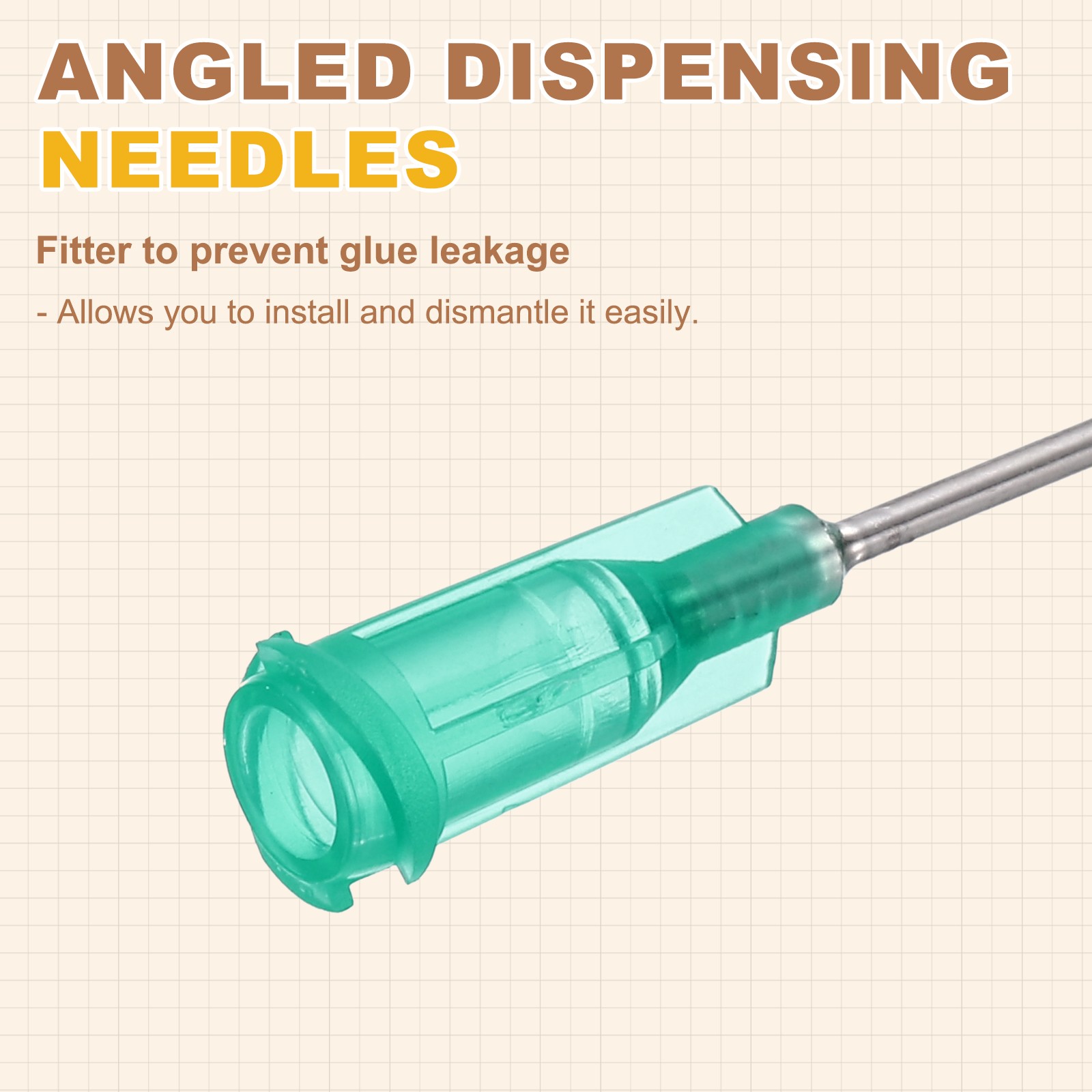 25Pcs 1.5Inch 18Ga 45° Angled Dispensing Needles Green